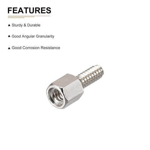 Brass Hex Standoff Spacer 4-40 Male To Female, 6x6mm Size And 6mm Thread Length, product shown with features list