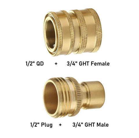 Pressure Washer Quick Connect Adapter Set M22 15mm To Three Eighths Inch Quick Release 5000 PSI brass connectors front view