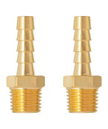 1/4 NPT Brass Hose Barb Fittings Male To Barbed Air Hose Connectors For Compressor Fuel Oil 2 Pack front view