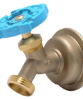 Brass Push To Connect Hose Bibb With 45 Degree Angle, Half Inch By Three Quarter Inch MHT, Multi Turn Shutoff Valve For PEX Copper CPVC PE-RT HDPE Plumbing Fittings, Mounting Tabs And Smooth Flow Control