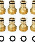All Brass Garden Hose Quick Connect Fittings Three Quarter Inch GHT Easy Connect Male Only Eight Pack Durable Leak Free Hose Connector Set