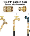 Brass Garden Hose Quick Connect Set 3/4 Inch GHT Thread No Leak Quick Connector Fittings Male And Female Adapters Heavy Duty Rustproof Easy On And Off 2 Pack