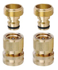 Brass Garden Hose Quick Connect Set 3/4 Inch GHT Thread No Leak Quick Connector Fittings Male And Female Adapters Heavy Duty Rustproof Easy On And Off 2 Pack