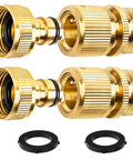 Durable Brass Garden Hose Quick Connect Fittings 3/4 GHT Quick Coupler For Pressure Washers Sprinklers And Watering Systems No Fuss Heavy Duty Leak Free Design 2 Pack