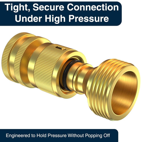 Heavy Duty Brass Hose Quick Connect Set With No Drip Rubber Washers For Three Quarter Inch Fittings Universal Quick Release Water Hose Adapters For Outdoor Use