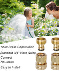 Brass Garden Hose Quick Connect Set 3/4 Inch GHT Thread No Leak Quick Connector Fittings with male and female adapters shown.