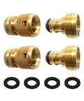 Heavy Duty Brass Garden Hose Quick Connect Fittings 3/4 Inch GHT Rust Resistant Quick Connect Hose Couplings Durable Water Hose Connectors Includes Two Complete Sets