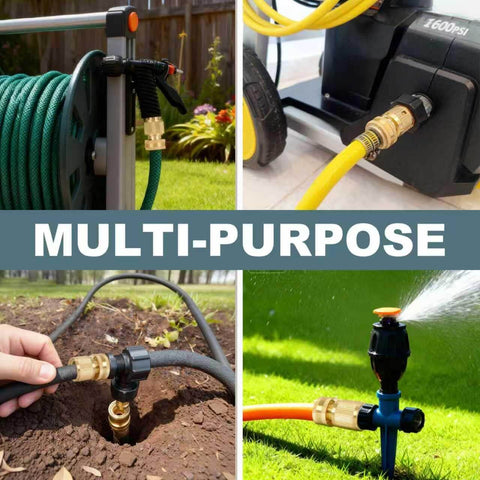 Multi-purpose Heavy Duty Solid Brass Garden Hose Quick Connect Set with 3/4 Inch GHT Leak Proof Connectors in use