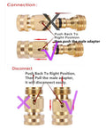 Heavy Duty Brass Garden Hose Quick Connector Set Three Quarters Inch GHT Easy Connect Fittings illustrated in connection diagram