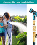 Outdoor scene with a garden hose connected using Solid Brass Garden Hose Quick Connectors Three Quarter Inch Thread Fittings
