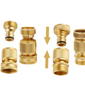 Solid Brass Garden Hose Quick Connect Kit Three Quarter Inch GHT Threads, Five Piece Set With Three Male And Two Female Connectors