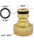 Solid Brass Garden Hose Quick Connect Set With 3/4 Inch GHT, Universal Water Hose Fittings, focus on male connector size.