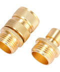 Brass Garden Hose Quick Connect Set Three Quarter Inch Male And Female Connectors Heavy Duty Fittings for hoses and faucets.
