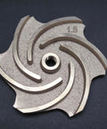 Martin Val-Pak Products Impeller Bronze 1-1-2 HP V40-456 showing a 1.5 HP bronze impeller with spiral design on a dark background