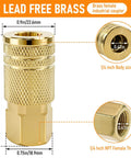 Diagram of 1/4 Inch Brass Female Industrial Air Coupler Quick Connect with dimensions and knurled sleeve.