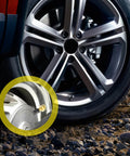 2 Pack Brass Inflation Valves With Push To Connect For 1/4 Inch OD Air Line Tubing installed on a car tire