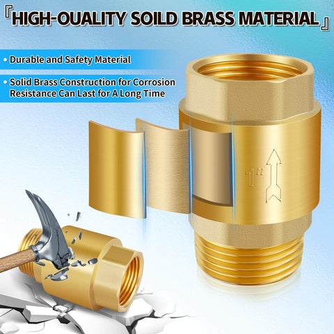 Two Piece Brass Inline Spring Check Valve With One Way Backflow Preventer NPT Half Inch Threads For Well Water Systems