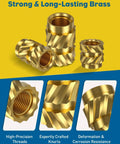 451-Piece Heat Set Threaded Inserts Kit For Plastic M2 Through M6 With Soldering Tip And Adapter, Brass Knurled Inserts