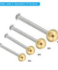 Assorted sizes of Brass Ball Lamp Finials and Nut Covers in M3, M4, M5, M6 for DIY furniture lighting projects, brass tone