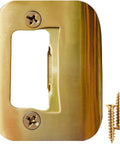 Quick DIY fix for doors that won't stay closed, this universal latch strike plate with screws, alloy steel, brass finish