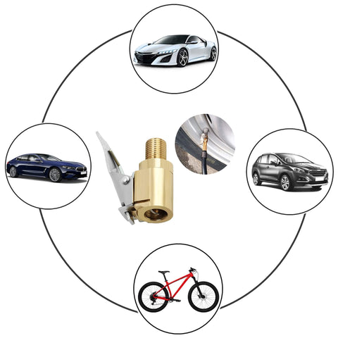 Brass Locking Tire Air Chuck With Clip Adapter No Leakage High Efficiency For Vehicle Inflator and Compressor Pump, 8mm Fitment