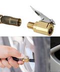 Brass Locking Tire Air Chuck With Clip Adapter No Leakage Nozzle For Vehicle Inflator and Compressor 8mm Fitting Tool in use