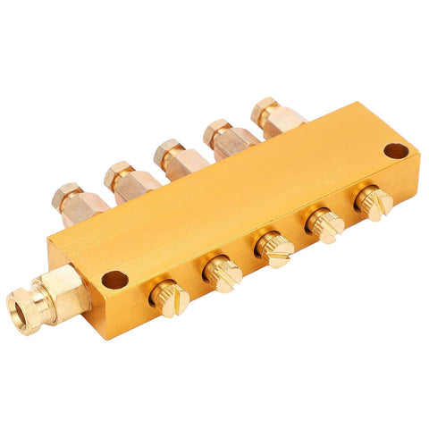 Oil Distributor Adjustable Brass Lubrication System Piston Separator Valve for CNC Machining Centers, Machinery, One In Five Out