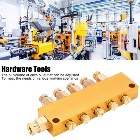 Oil Distributor Adjustable Brass Lubrication System Piston Separator Valve for CNC Machining Centers, showcasing brass valve component