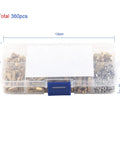 360 Piece Brass M2.5 Hex Threaded Standoff Set For PCBs And Machinery in plastic box with nine lengths, rust resistant