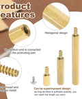 Brass M3 Hex Standoffs 12 Pack For Motherboard With 6mm Male To Female Studs And Copper Spacers Pillars 14mm Total Length Shows