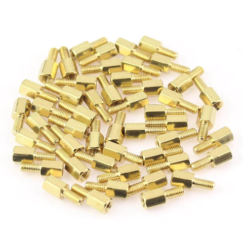 50 Pieces M3x6 6mm Male Female Hex Brass Standoffs Screws Set for electronics, corrosion resistant, high temperature durable hardware