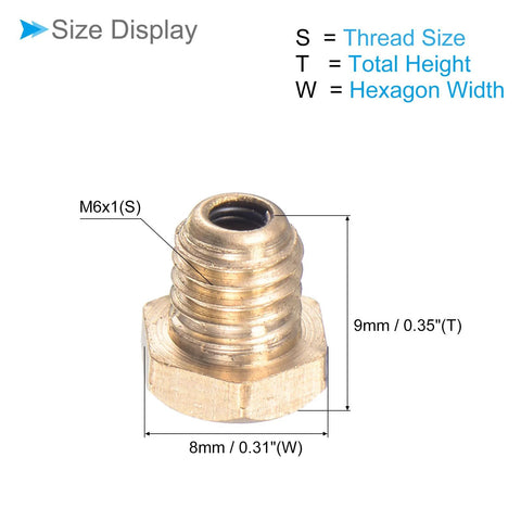 Push Button Grease Oil Cup For Lubrication System M6x1 Male Thread shown with size dimensions in brass finish