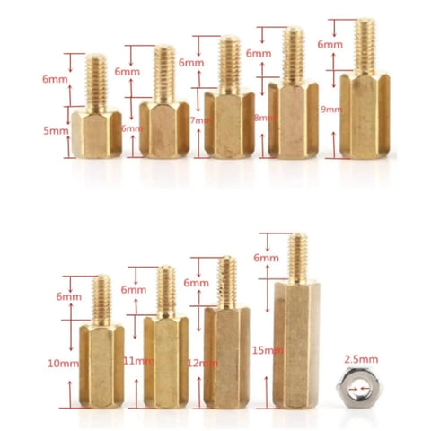 360 Piece Brass M2.5 Hex Threaded Standoff Set For PCBs And Machinery Male Female Spacer Pillars Nut Pillars Assortment Kit