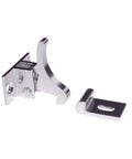 Extra Heavy Duty Elbow Latch for Cabinets and Windows with Screws, rugged industrial brass in nickel finish, 1-1/8 inch, disassembled view