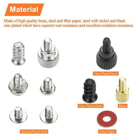 Material types for 50 Pieces M3x6 6mm Male Female Hex Brass Standoffs Screws Set including brass, nickel plated steel, and zinc plated steel