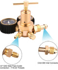 High Performance Nitrogen Regulator With 0-800 PSI Delivery For HVAC Purging, Brass Construction, CGA 580 Inlet, 1/4 Inch Male Flare Outlet