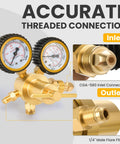 Durable Nitrogen Regulator With Five Foot Hose And Zero To Six Hundred PSI Delivery Pressure For HVAC Systems Brass Nitrogen Tank Gauge