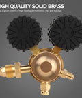 High quality nitrogen regulator HVAC tool in solid brass, features dual gauges for precise inert gas control and safe purging.