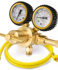 Image of Durable Nitrogen Regulator With Five Foot Hose And Zero To Six Hundred PSI Delivery Pressure For HVAC Systems Brass Nitrogen Tank Gauge CGA580