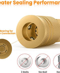 Brass 1/4 Inch NPT Air Coupler Set 5 Pack Quick Connect Fittings For Pneumatic Systems Female Couplers, rust proof, side view.
