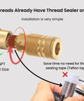 1/4 Inch Brass Male Industrial Coupler 12 Pack Air Hose Fittings NPT Quick Connector With Sealant shown with installed view