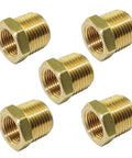 One Half NPT Male To One Quarter NPT Female Brass Bushing Reducer Pipe Fitting 5 Pack for LP Gas and Hydraulic Systems
