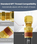 Close-up of 38 Piece DOT Air Brake Fittings Kit Brass Push To Connect And NPT Assortment showing precision NPT thread.