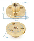 Brass nut for ✝️ T5 lead screw 3d printer, thread 5mm lead 1/2/4mm 150/200/300/500/550/600/800/1000mm stainless steel rod