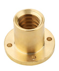 Brass nut for T5 5mm lead screw 400mm/15.75" with holes for 3D printer machine Z axis installation, view from top angle