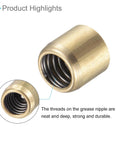 Close-up of Brass Push Button Oil Cup with 8x8mm male thread and brass ball oiler nipple for continuous drip lubrication systems.