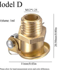 Spring Brass L Shape Oil Cup Cap Set for Lathe Machines M12x1.25 Thread Model D