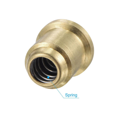 Close-up of Brass Push Button Flange Oil Cup 8mm ball oiler, featuring internal spring, for lubrication systems