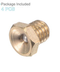 Push Button Grease Oil Cup For Lubrication System M6x1 Male Thread Hex Ball Oiler Nipple in brass, package includes 4 pieces.