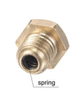 Close-up of Push Button Oil Cup For Lubrication System M6x1 Thread Brass Cap showing internal spring